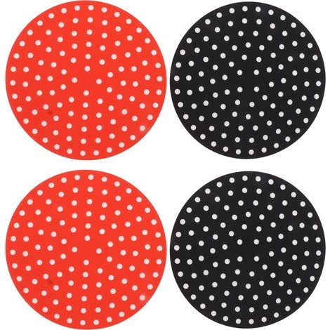 Lot de 4 Tapis Silicone Air Fryer Ø23cm Rouge Noir Résistant 230°C Réutilisable Antiadhésif Compatible Friteuse sans Huile (1/5)