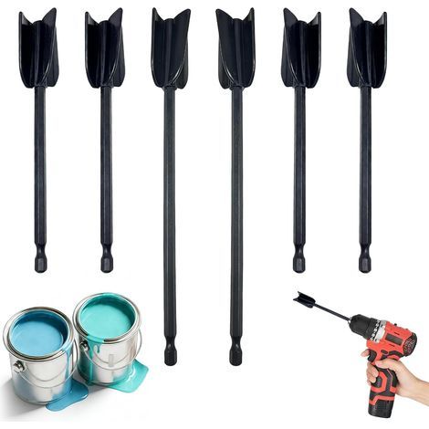 Lot de 6 mélangeurs en résine époxy, pour palette de forage 1/4, mélangeur réutilisable pour peinture époxy, peinture et vernis en céramique (16,5/22 cm) (1/5)