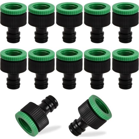 10 conectores de plástico 2 en 1 para grifos de manguera de jardín, de 3/4" y 1/2" BSP, adaptador de rosca, conector de grifo roscado. (1/5)
