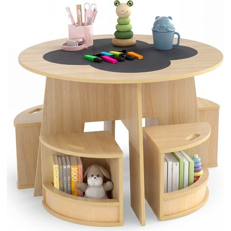 Children's Round Table and Chair Set with Storage (1/5)