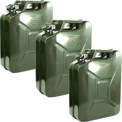 3x Kraftstoffkanister Dieselkanister 20 Liter Metallkanister Olivgrün mit Ausgießer (1/5)