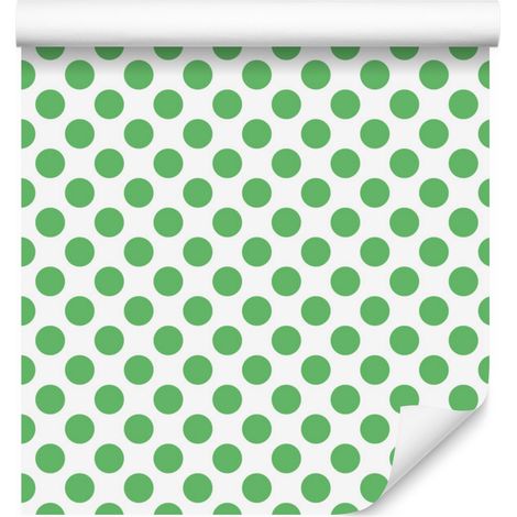 Papier peint à pois blancs et verts pour salon et chambre 50x1000 cm (1/5)