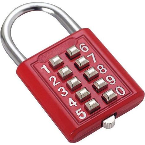 ÉDITION COMPAGNIE Cadenas de sécurité numérique pour valise, bagage, fond de boîte, outil de bricolage, 10 chiffres, mécanisme de verrouillage 5 positions, mécanismes rouges (1/5)