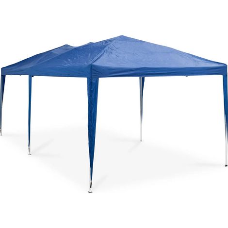 Pavillon pliable avec toit 2,95 x 5,85 m bâche imperméable acier tissu oxford bleu (1/5)