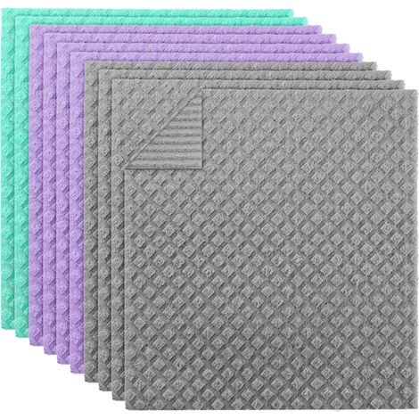 10 Chiffon suédois, Absorbant, Réutilisable, Coton et Cellulose, Cuisine (1/5)