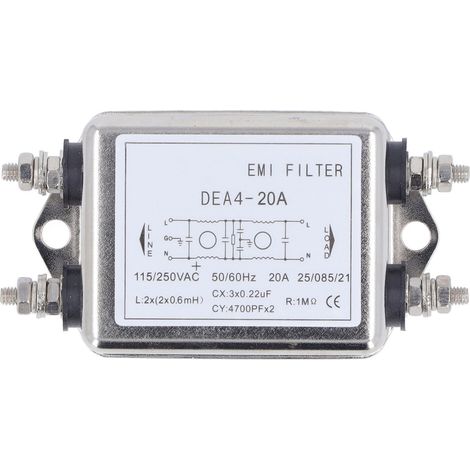 Puissance de suppresseur de bruit de filtre EMI 2 pôles 1 phase AC 115V 250V 20A 50/60Hz