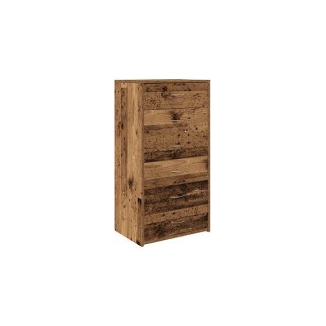 Les Tendances – Chiffonnier 6 tiroirs vieux bois 50x34x96 cm – Bois d'ingénierie résistant à l'humidité – Grand espace de rangement – Design minimaliste (1/5)