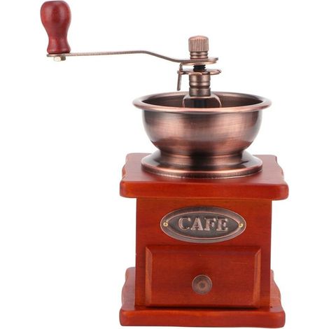 Moulin à café manuel, moulin à grains de café moulin à café classique résistant à l'usure moulin à main en bois Vintage manivelle manuelle en bois pour Ménage (1/4)