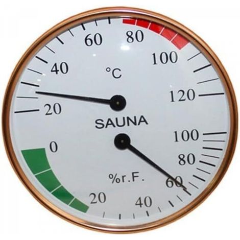 Hygromètre mural pour sauna, 10 x 10 x 3 cm, doré et blanc, avec thermomètre et humidité, accessoire pour sauna à vapeur (1/5)