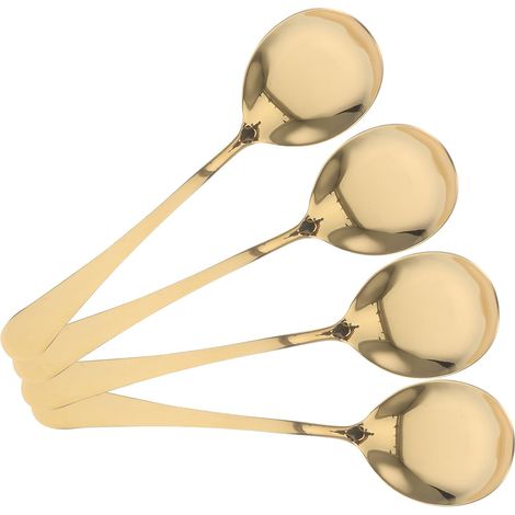 Ensemble de 4 Grandes Cuillères de Service en Acier Inoxydable Doré, Ustensiles de Service pour Buffet et Restauration, Adaptées aux Hôtels, Restaurants et Événements Culinaires (1/5)