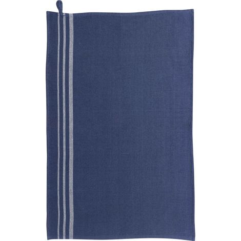 Torchon de Cuisine en Coton Recyclé RIB Rayures Tissage Résistant Marine 50 x 70 cm - PANGIVO