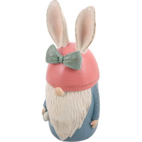 Figurines de Lapins de Pâques en Résine Peintes la Main, Décorations Printanières Rustiques Bleues, Petites Statues de Gnomes à Poser sur Étagères pour Décoration Intérieure (1/5)