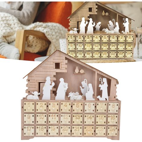 Calendrier de l'Avent LED en Bois pour Décoration de Noël, Calendrier de Bureau (1/5)