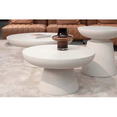 Table basse en béton GFRC 86 x 86 x 35.6 cm – Résistante aux intempéries – Design artisanal pour intérieur et extérieur – Elementi (1/3)