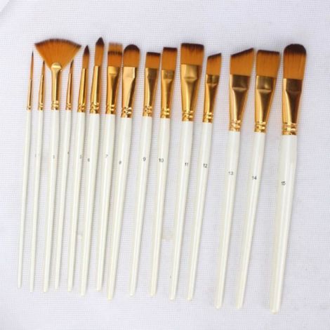 Pinceau D'Artiste - Set De 15 Pièces - Pour Peinture Acrylique Et Aquarelle - Avec Support Pop-Up (1/4)