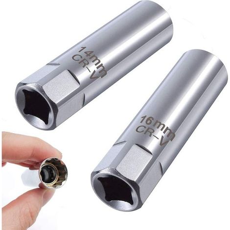 Llave para bujías de 14 mm y 16 mm con imán, llave para bujías de doce puntas de 3/8", herramientas para llaves de bujías, llave para extracción de bujías (1/5)