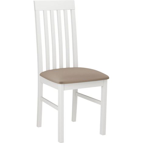 Chaise Victorville 164, Blanc, 96x43x40cm, Tapisserie, En bois, Bois, Mobilier déjà assemblé (1/4)