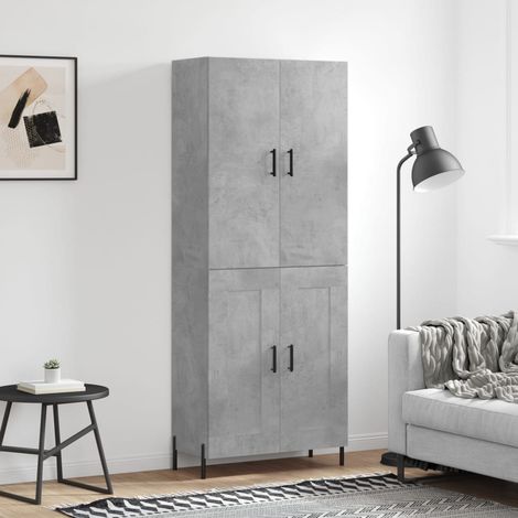 Buffet haut, Meuble de Rangement, Armoire de Cuisine Gris béton 69,5x34x180 cm Bois d'ingénierie NKK18227 (1/5)