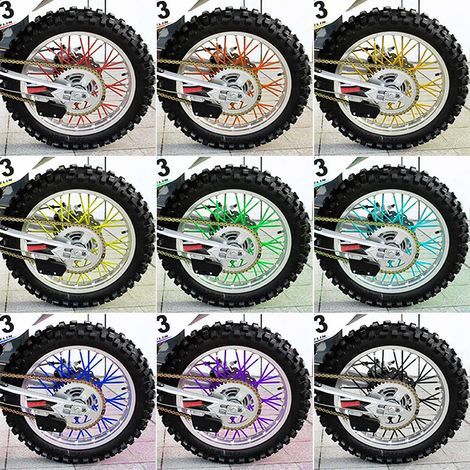 Kit de 36 protections de rayons de roue pour jantes de motocross, protections vertes pour moto tout-terrain (1/5)