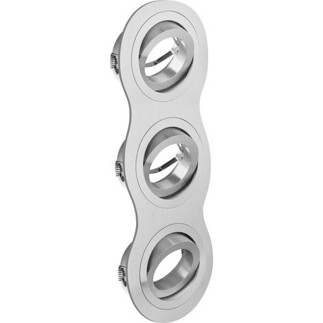 TRIO Spot encastrable rond – Plafonnier inclinable en aluminium argenté (inox), IP20, convient pour ampoules MR16, 3 x 50 W, idéal pour salon, cuisine et bureau