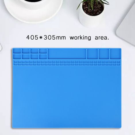 Tapis isolant en silicone pour soudure, plateforme de maintenance pour réparation de téléphones et d'ordinateurs (bleu foncé) (1/5)