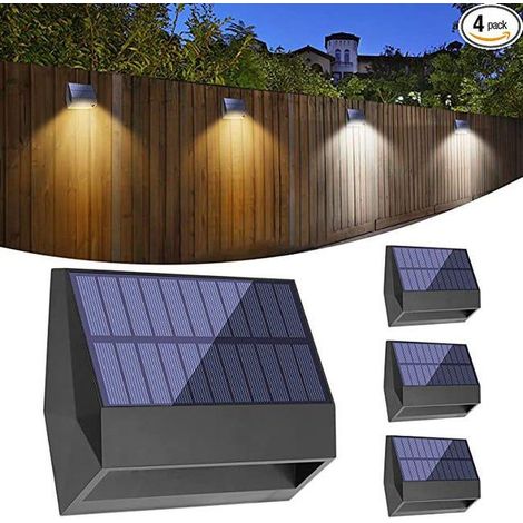 Lot De 4 Lampes Solaires De Clôture, prévisions Ip65, Pour L'Extérieur, Lumières De Terrasse, Arrière-Cour, Garde-Corps, Mur, Marches, Patio (1/4)