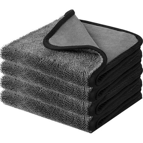 Set mit 4 Mikrofasertüchern 40 x 60 cm, Autopoliertuch, Duschtuch zum Entfernen von Duschwasser. (1/4)