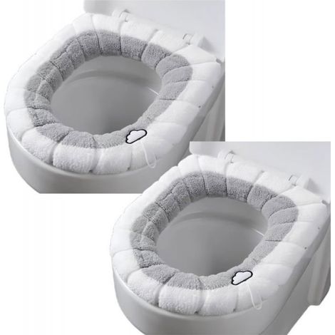 Housse De Siege De Toilette - Acrylique Epais Et Extensible - Pour Toilettes Ovales Et Rondes - Lot De 2 Pieces (1/3)