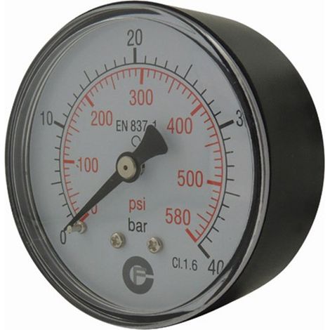 Manomètre sec 0-6 bars – Ø50 axial – Raccordement 1/4'' – Graduation précise pour compresseur
