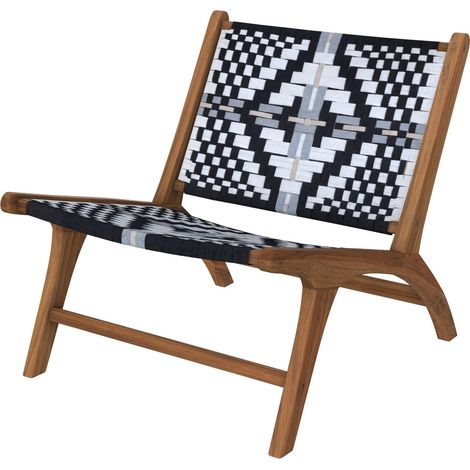 ORION91oficial® - Banco Sillón GLOSS, Madera Teka, Asiento Blanco/Negro,69,5x65x76 cm, Hostelería - Jardín - Exterior - Terraza - spaziOrion91