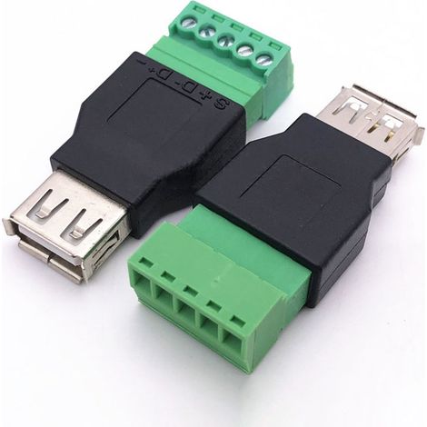 2 Pcs USB 2.0 A Connecteur de Bornier à Vis avec Un Tournevis, USB 2.0 A Prise Mâle à 5 Broches Femelle Boulon Vis (1/5)