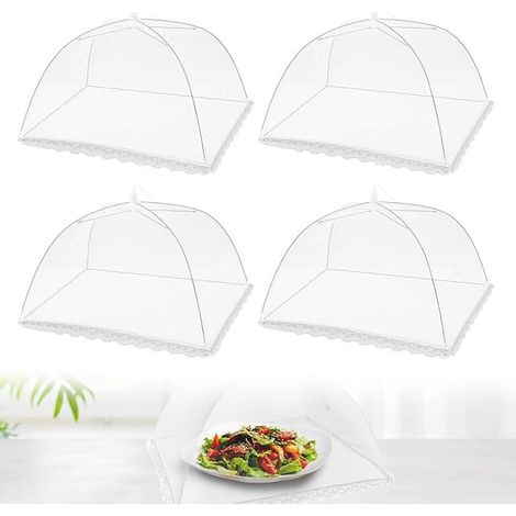 Cloche Alimentaire Pliable 32x32CM Anti Insectes Blanc Couvercle de Nourriture en Maille Pliant Tente Parapluie pour Viandes Plats Fruits Barbecue Pique-nique Aliments (1/5)