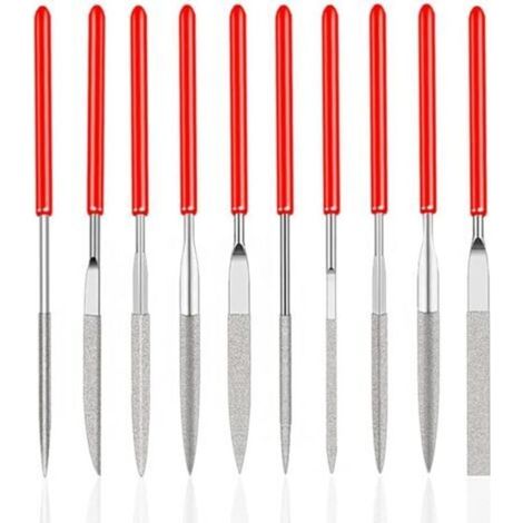 [NEVER USED] (3mm x 140mm) Set of 10 Mini Diamond Needle Files for Crafts, Model Making, Woodworking, Polishing Wood, Jewelry Making, and Metalworking
