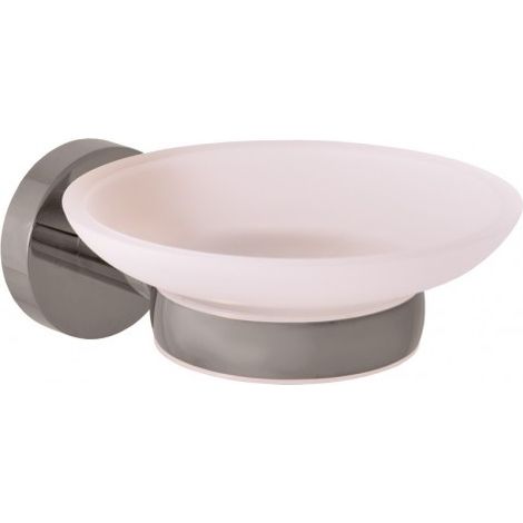 Porte-savon COLORADO en verre et en laiton gris métal brossé (1/2)