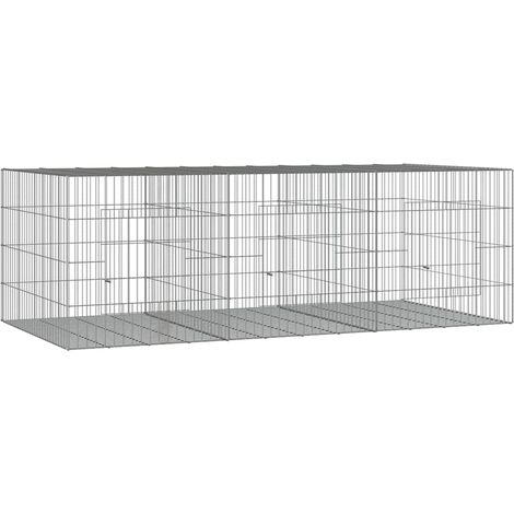vidaXL Jaula para conejos 3 paneles hierro galvanizado 163x79x54 cm (1/2)