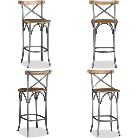 Tabouret de bar Bois de manguier massif - Tabouret De Bar - Tabouret Industriel - Tabouret Cuisine - Mobilier Industriel - Chaise Haute - Home & Living (1/5)