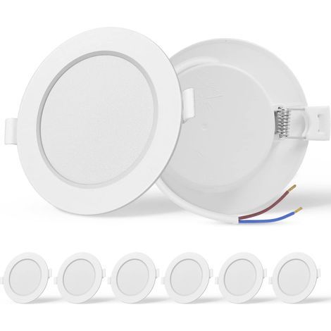 Lot de 6 LED Spot Encastrable, Extra Plat, Haute Luminosité, 9W equivalent 72W incandescence, Blanc Chaud 3000K AC 230V spot encastré salle de bain, Salon Cuisine Couloir, Ф90-110mm (1/5)