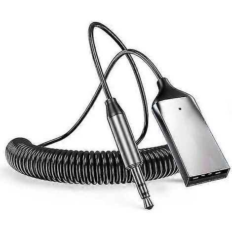 Câble adaptateur Bluetooth pour voiture, compatible avec les tablettes de voiture, récepteur Bluetooth 5.0 USB vers prise jack 3,5 mm, émetteur audio Bluetooth pour haut-parleur. (1/5)