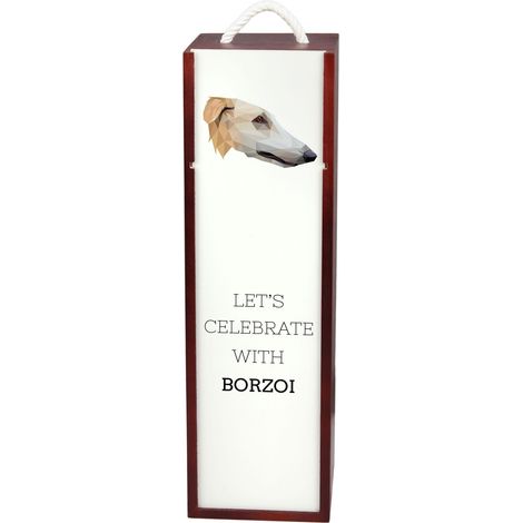 Borzoi ruso, Borzoi, Barzoi: caja de vino geométrica con foto e inscripción de Art-Dog (1/5)