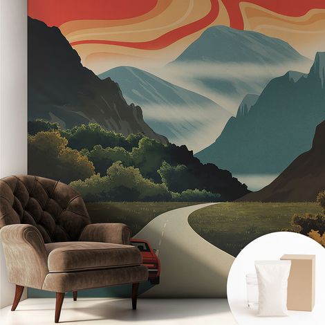 Papier peint intissé décoratif avec colle pour salon chambre et bureau Installation rapide Aventure en montagne 250x250 cm (1/5)