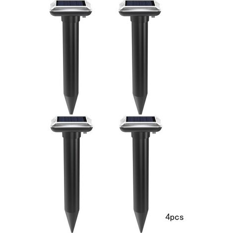Lot de 4 répulsifs à ultrasons pour serpent Répulsif à rats solaires Répulsif à ultrasons pour serpent extérieur noir
