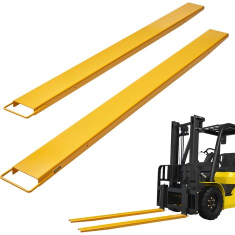 VEVOR Abrazadera de Horquillas de Tractor 2440x140 mm 1 Par de Acero al Carbono Abrazadera en Horquillas de Paletas Carga de 1815 T para Mover y Transportar Cargas Pesadas y Voluminosas, Amarillo
