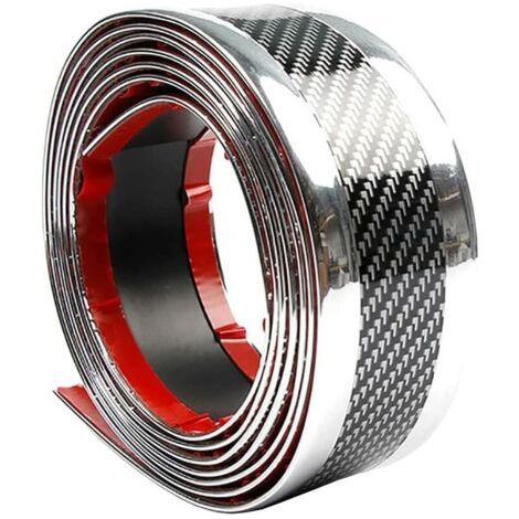 Autocollant de Seuil de Porte de Voiture Fibre de Carbone Argent 7cmx3m Protecteur d'autocollant Auto-adhésif Bande de Protection Pare-Chocs (1/4)