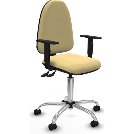 Silla de oficina Piqueras Aýna crema cuero sintético ajustable