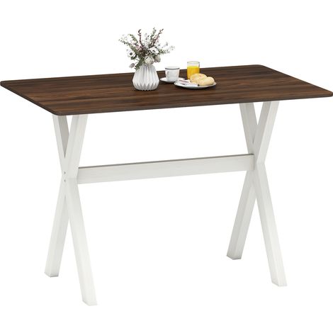COSTWAY Modern Dining Table Wooden Kitchen Table with X-shaped Frame-Brown (1/5)