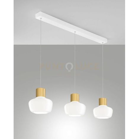 KINO SOSPENSIONE BIANCA 3 LUCI A LED 3000K - 36W - 3900 lm lm DIMMERABILE BASE LINEARE