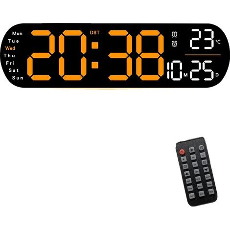Wanduhr, LED-Anzeige, Fernbedienung enthalten, A-Orange (1/2)