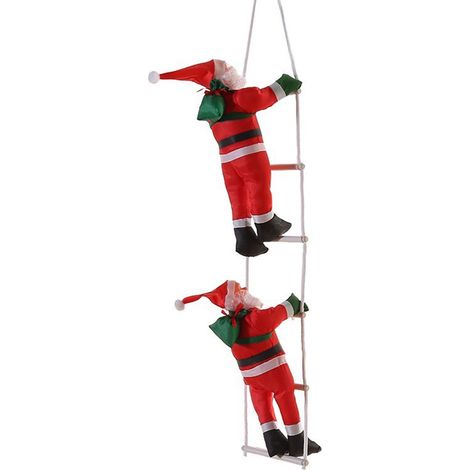 Père Noël grimpant à l'échelle, décoration de sapin de Noël de 25 cm (9,8 pouces) pour la maison et les fêtes. (1/5)
