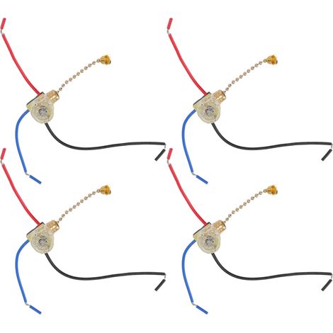 4 Stück Deckenventilator-Lichtschalter mit Kette zum Lampenwechsel, 3-adriger Deckenventilator-Lampenschalter 250 V 125 V, Gold (1/5)