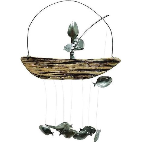 Carillon éolien artisanal en forme de cuillère de pêcheur, sculpture de poisson-cuillère, décoration extérieure pour la maison et le jardin, C (1/5)